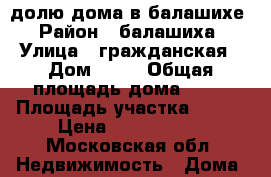долю дома в балашихе › Район ­ балашиха › Улица ­ гражданская › Дом ­ 16 › Общая площадь дома ­ 25 › Площадь участка ­ 200 › Цена ­ 1 500 000 - Московская обл. Недвижимость » Дома, коттеджи, дачи продажа   